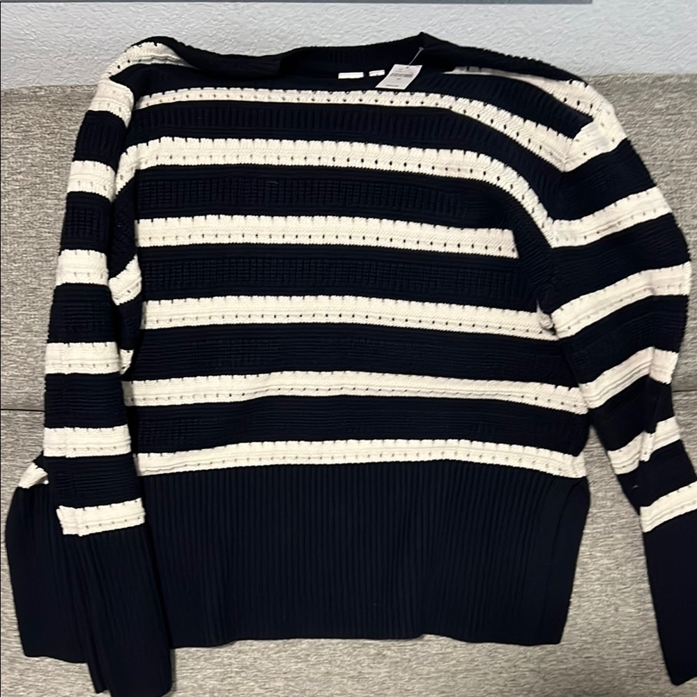 Women's Black and White Striped Sweater